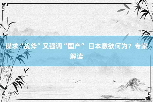 谋求“战斧”又强调“国产” 日本意欲何为？专家解读