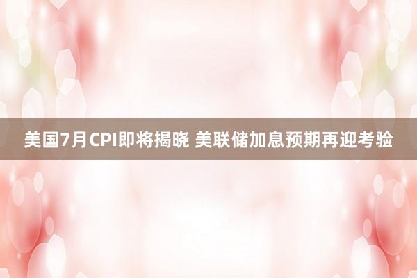 美国7月CPI即将揭晓 美联储加息预期再迎考验