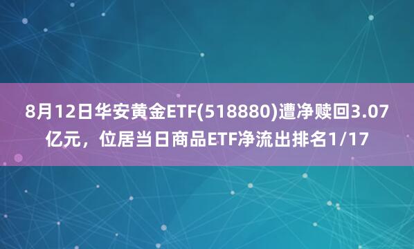 8月12日华安黄金ETF(518880)遭净赎回3.07亿元，位居当日商品ETF净流出排名1/17