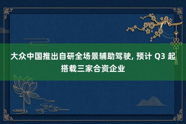 大众中国推出自研全场景辅助驾驶, 预计 Q3 起搭载三家合资企业