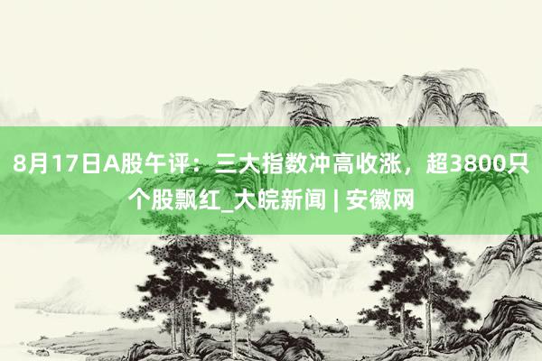 8月17日A股午评：三大指数冲高收涨，超3800只个股飘红_大皖新闻 | 安徽网
