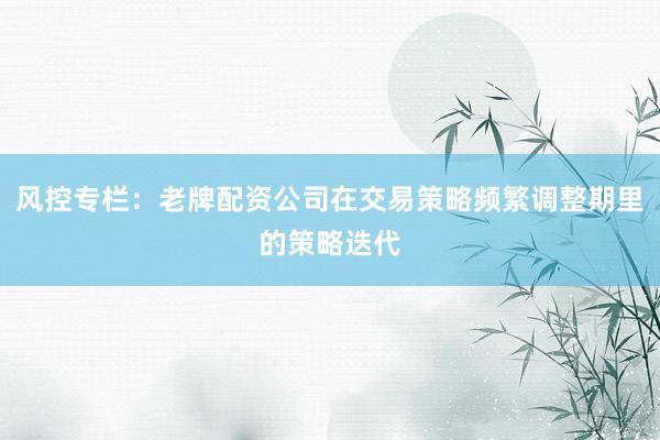 风控专栏：老牌配资公司在交易策略频繁调整期里的策略迭代