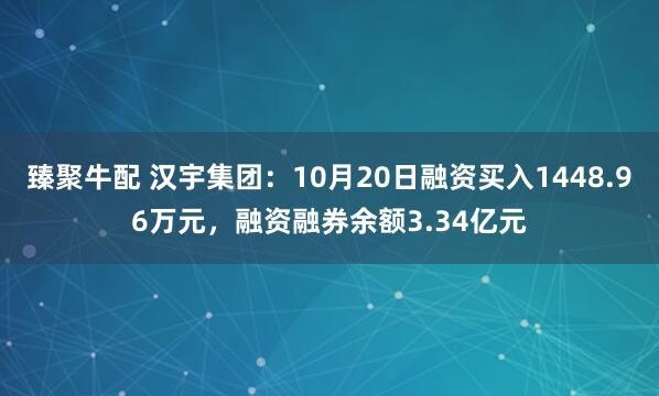 臻聚牛配 汉宇集团:10月20日融资买入1448.96万元,融资融券余额3.34亿元