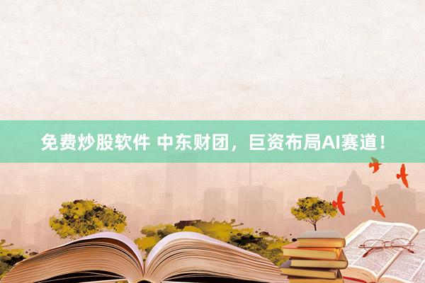 免费炒股软件 中东财团，巨资布局AI赛道！